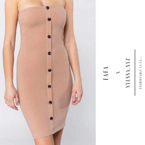 Button Down Tube Mini Dress - Picture 5 of 7